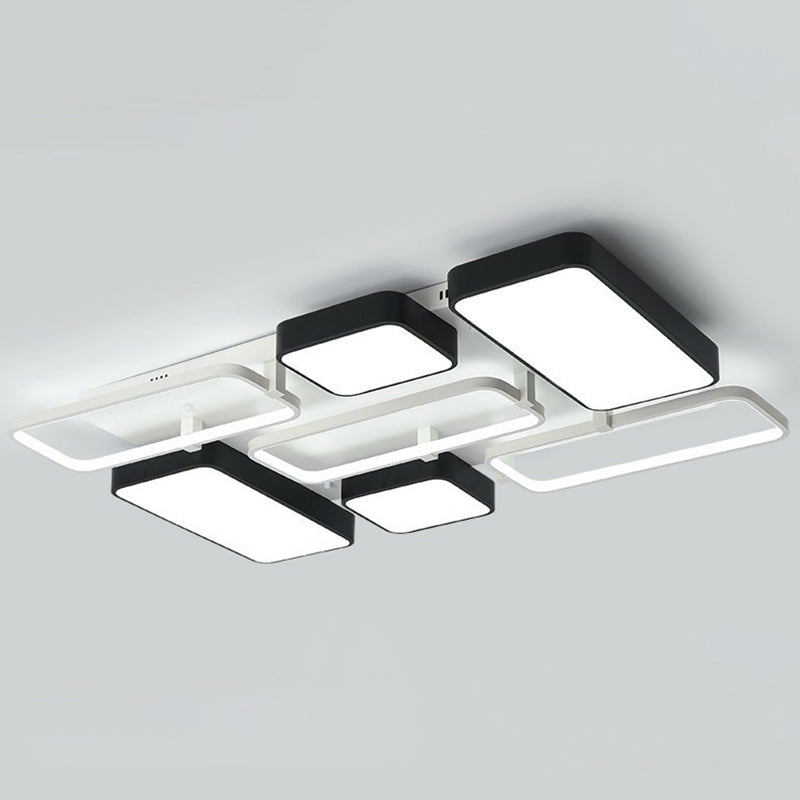 Splicing Flush Mount Lighting Minimalist Metallic Black and White LED Flush Mount Fixture Black-White 28.5" Clearhalo 'Ceiling Lights' 'Close To Ceiling Lights' 'Close to ceiling' 'Flush mount' Lighting' 2217924
