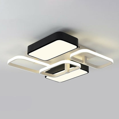 Splicing Flush Mount Lighting Minimalist Metallic Black and White LED Flush Mount Fixture Black-White 21.5" Clearhalo 'Ceiling Lights' 'Close To Ceiling Lights' 'Close to ceiling' 'Flush mount' Lighting' 2217925