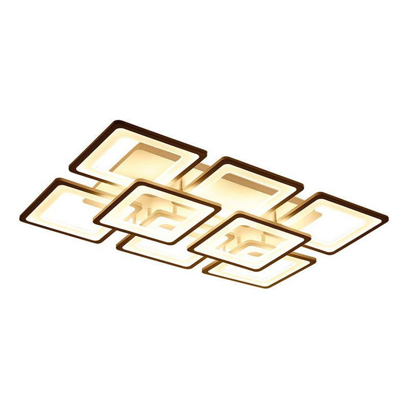 Nordic Rectangular Semi Flush Light Acrylic Living Room LED Flush Mount Lighting Fixture in White Clearhalo 'Ceiling Lights' 'Close To Ceiling Lights' 'Close to ceiling' 'Semi-flushmount' Lighting' 2217940