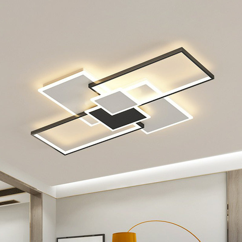 Splicing Rectangle LED Flush Mount Light Simplicity Acrylic Living Room Flush Mount Ceiling Light Black 27.5" Clearhalo 'Ceiling Lights' 'Close To Ceiling Lights' 'Close to ceiling' 'Flush mount' Lighting' 2217941