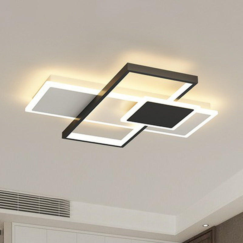 Splicing Rectangle LED Flush Mount Light Simplicity Acrylic Living Room Flush Mount Ceiling Light Black Clearhalo 'Ceiling Lights' 'Close To Ceiling Lights' 'Close to ceiling' 'Flush mount' Lighting' 2217943