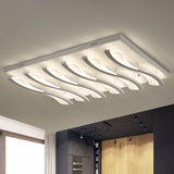 Acrylic Wavy LED Semi Flush Mount Nordic Style White Ceiling Mounted Light for Living Room 6 White Remote Control Stepless Dimming Clearhalo 'Ceiling Lights' 'Close To Ceiling Lights' 'Close to ceiling' 'Semi-flushmount' Lighting' 2217946