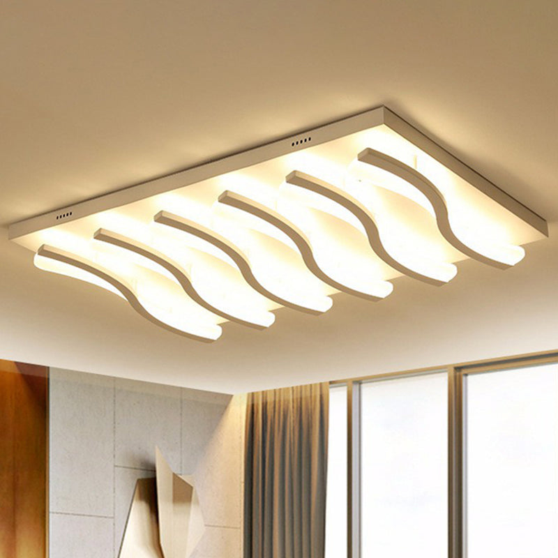 Acrylic Wavy LED Semi Flush Mount Nordic Style White Ceiling Mounted Light for Living Room 6 White Warm Clearhalo 'Ceiling Lights' 'Close To Ceiling Lights' 'Close to ceiling' 'Semi-flushmount' Lighting' 2217947