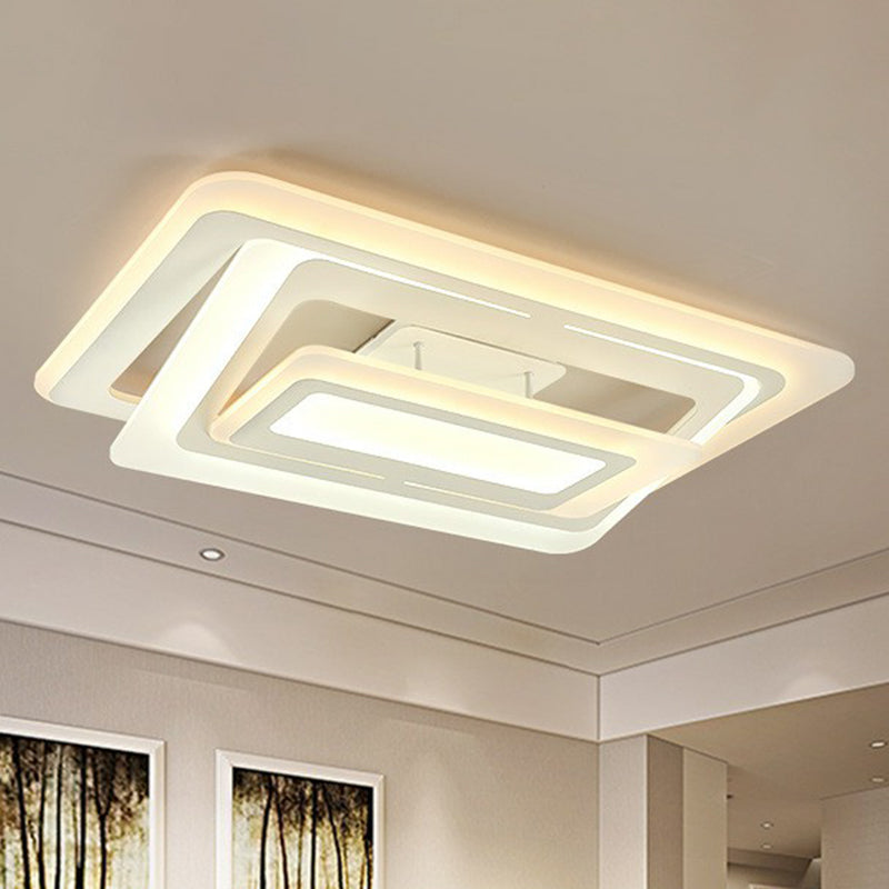 Rectangle Acrylic Flush Mount Light Simplicity White LED Semi Flush Ceiling Light for Living Room White 23.5" Clearhalo 'Ceiling Lights' 'Close To Ceiling Lights' 'Close to ceiling' 'Semi-flushmount' Lighting' 2217952