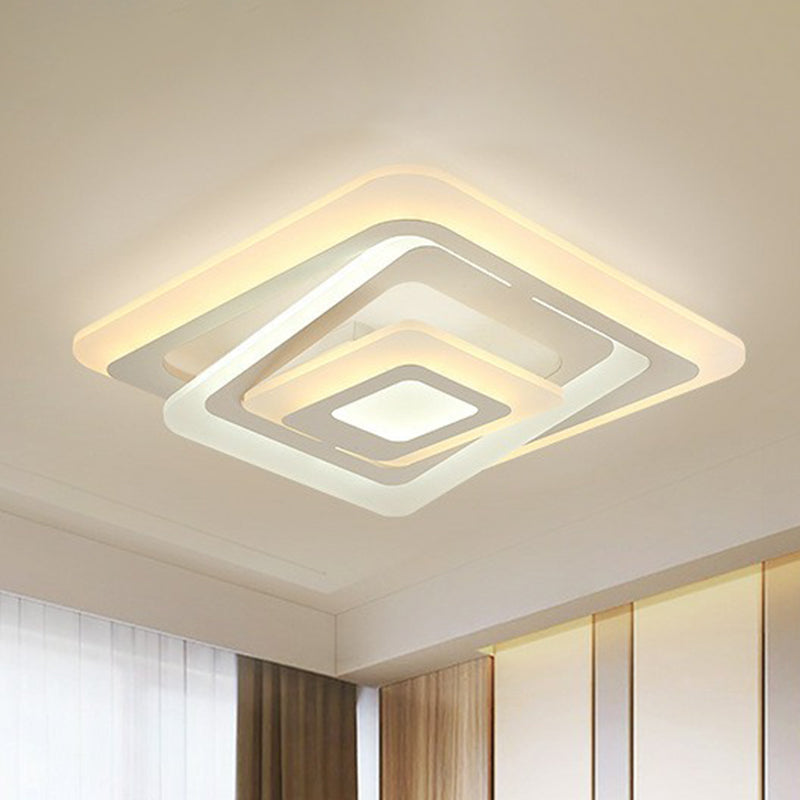 Rectangle Acrylic Flush Mount Light Simplicity White LED Semi Flush Ceiling Light for Living Room White 19.5" Clearhalo 'Ceiling Lights' 'Close To Ceiling Lights' 'Close to ceiling' 'Semi-flushmount' Lighting' 2217954