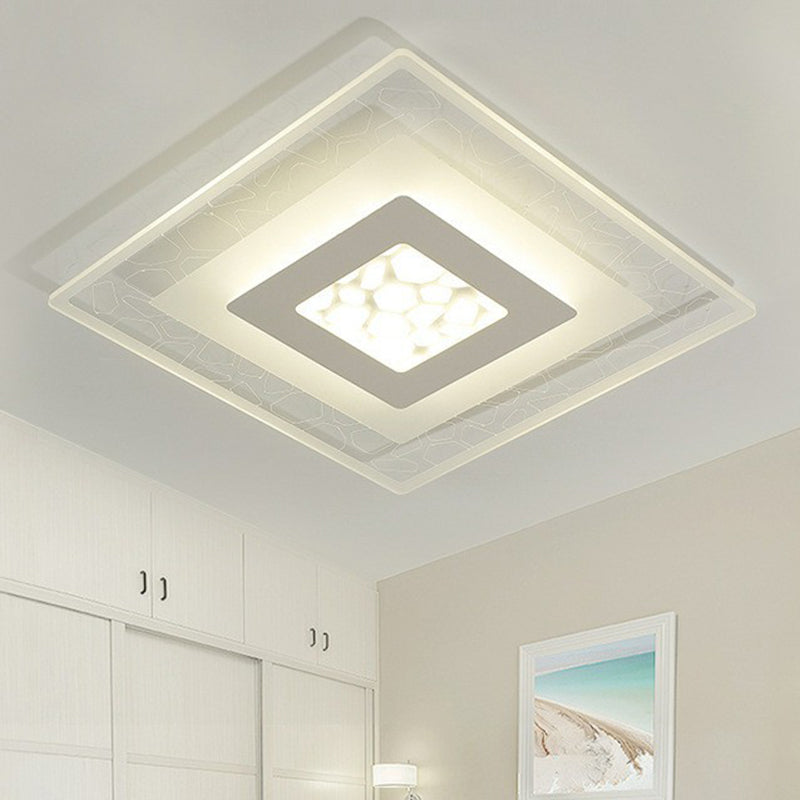 Square Flush Light Modern Style Acrylic Clear LED Flush Ceiling Light Fixture for Bedroom Clear Third Gear Clearhalo 'Ceiling Lights' 'Close To Ceiling Lights' 'Close to ceiling' 'Flush mount' Lighting' 2217965