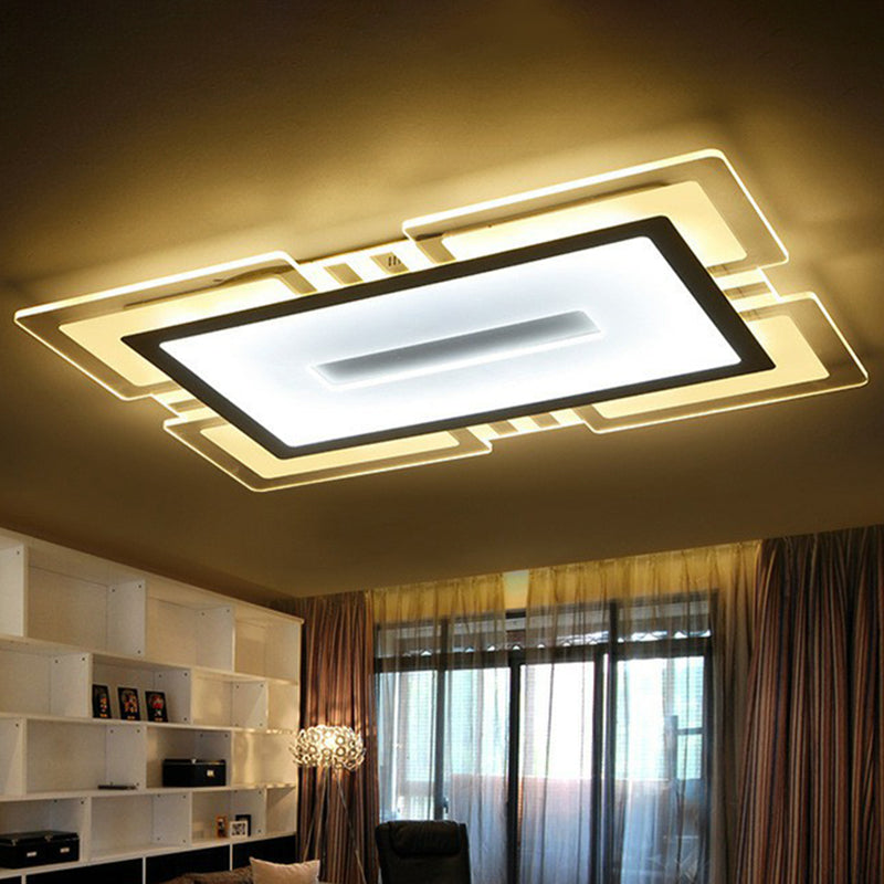 Ultra-Thin Rectangular Living Room Flush Mount Lighting Acrylic Minimalist LED Flush Mount Fixture in Clear Clear Clearhalo 'Ceiling Lights' 'Close To Ceiling Lights' 'Close to ceiling' 'Flush mount' Lighting' 2217968
