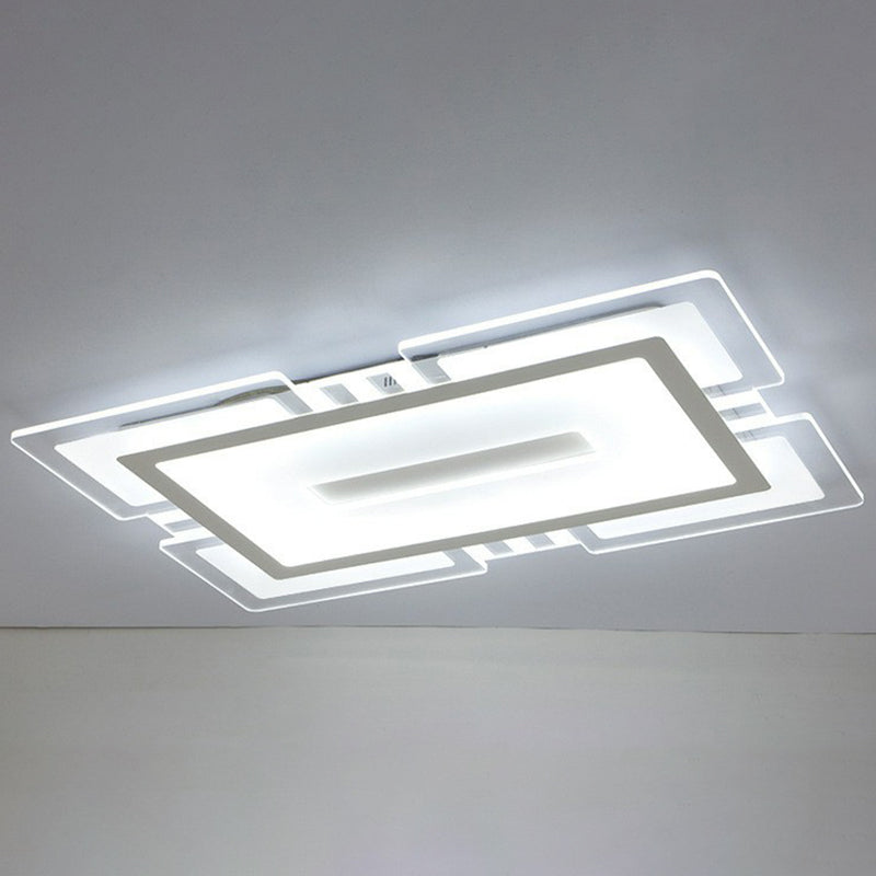 Ultra-Thin Rectangular Living Room Flush Mount Lighting Acrylic Minimalist LED Flush Mount Fixture in Clear Clear White Clearhalo 'Ceiling Lights' 'Close To Ceiling Lights' 'Close to ceiling' 'Flush mount' Lighting' 2217969