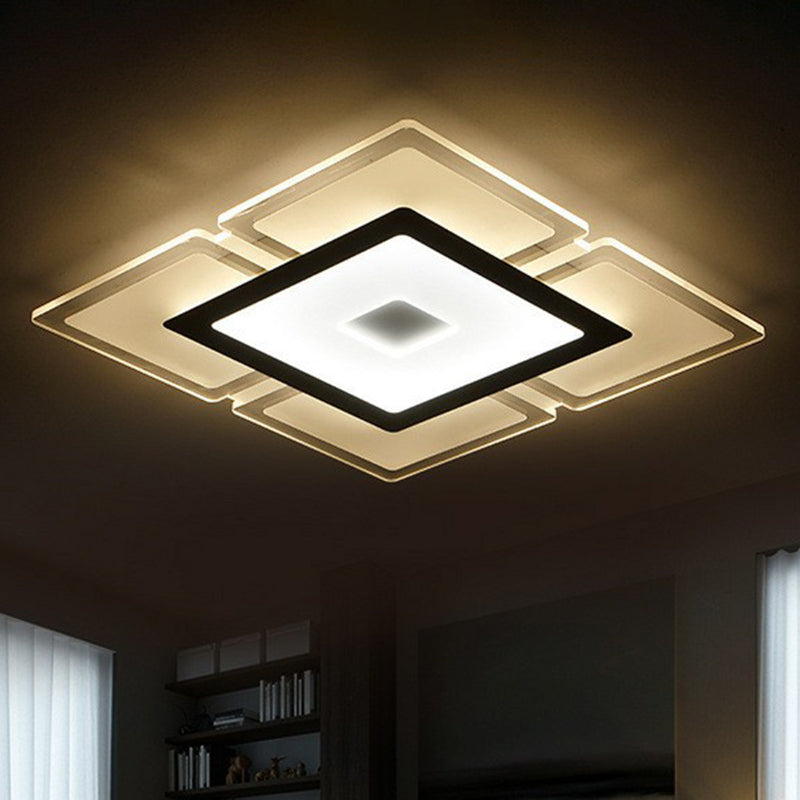 Ultra-Thin Rectangular Living Room Flush Mount Lighting Acrylic Minimalist LED Flush Mount Fixture in Clear Clear Clearhalo 'Ceiling Lights' 'Close To Ceiling Lights' 'Close to ceiling' 'Flush mount' Lighting' 2217970