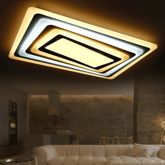 Rectangular Flush Ceiling Light Contemporary Acrylic Living Room LED Flush Mount Lighting Fixture in White Clearhalo 'Ceiling Lights' 'Close To Ceiling Lights' 'Close to ceiling' 'Flush mount' Lighting' 2217981
