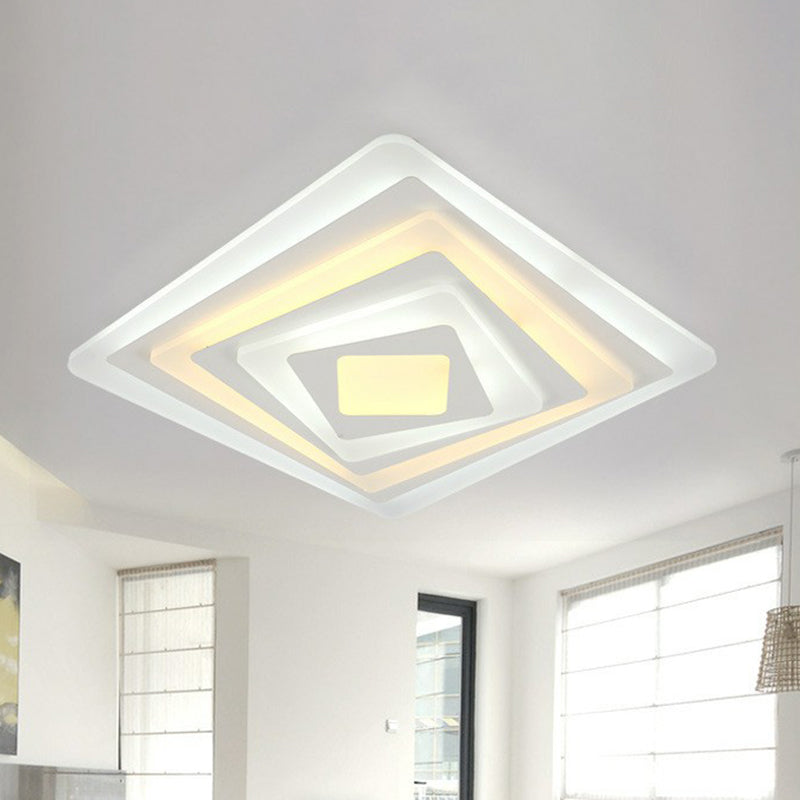 Rectangular Flush Ceiling Light Contemporary Acrylic Living Room LED Flush Mount Lighting Fixture in White Clearhalo 'Ceiling Lights' 'Close To Ceiling Lights' 'Close to ceiling' 'Flush mount' Lighting' 2217987