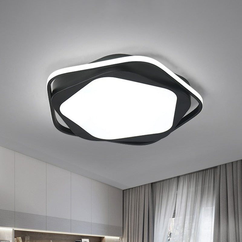 Black Pentagonal Flush Mount Lighting Minimalist Acrylic LED Flush Mount Fixture for Bedroom Black Remote Control Stepless Dimming Clearhalo 'Ceiling Lights' 'Close To Ceiling Lights' 'Close to ceiling' 'Flush mount' Lighting' 2218000
