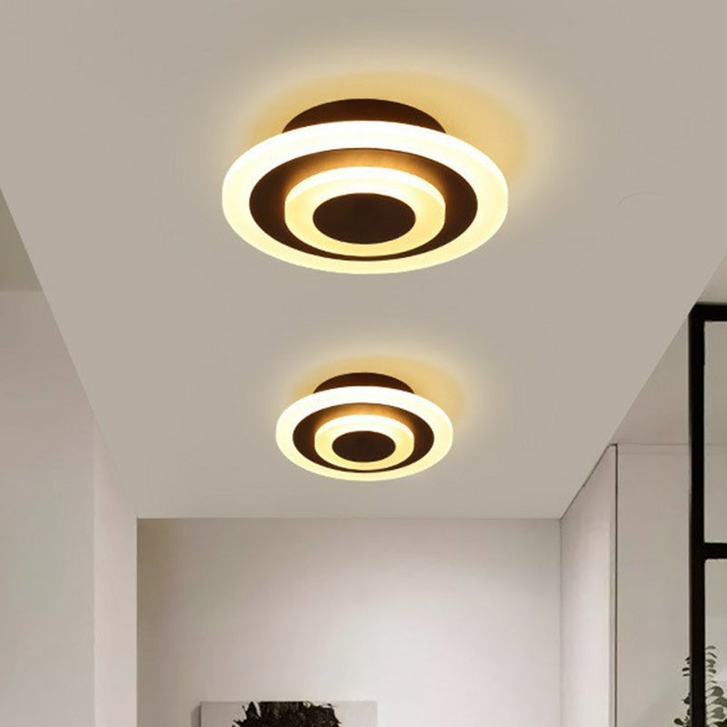 Geometric Corridor Flush Ceiling Light Acrylic Contemporary LED Flush Mount Lighting Fixture Coffee Round Clearhalo 'Ceiling Lights' 'Close To Ceiling Lights' 'Close to ceiling' 'Flush mount' Lighting' 2218010