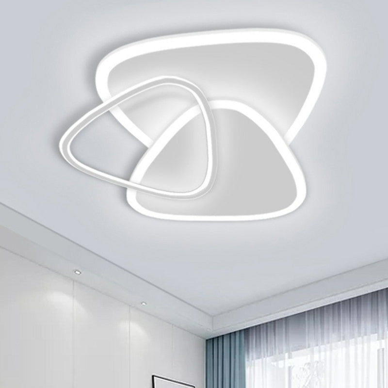 Triangular Flush Light Modern Style Bedroom LED Flush Ceiling Light Fixture in White White White Clearhalo 'Ceiling Lights' 'Close To Ceiling Lights' 'Close to ceiling' 'Flush mount' Lighting' 2218025
