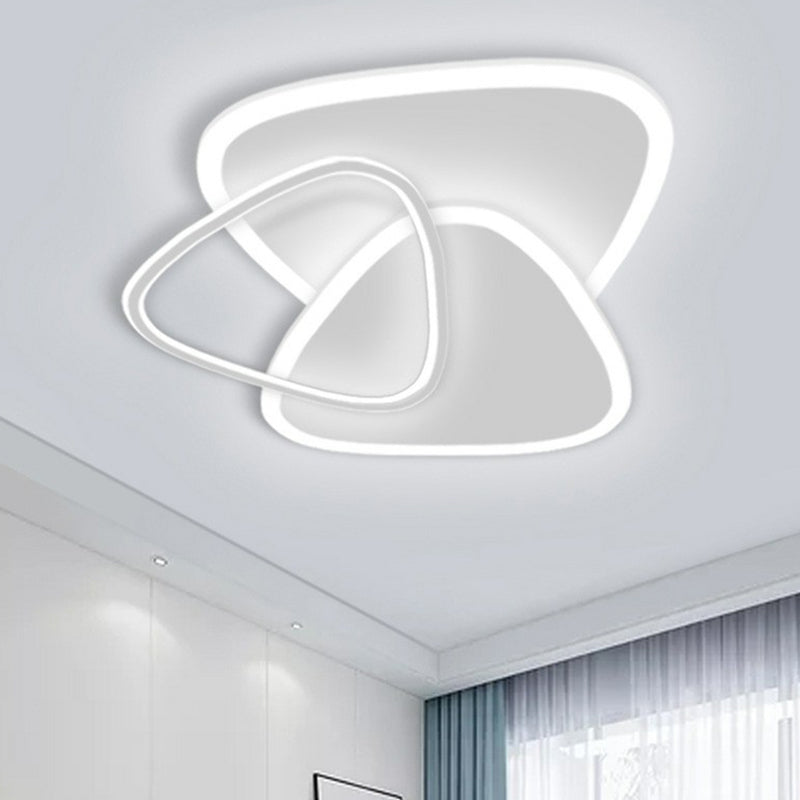 Triangular Flush Light Modern Style Bedroom LED Flush Ceiling Light Fixture in White White White Clearhalo 'Ceiling Lights' 'Close To Ceiling Lights' 'Close to ceiling' 'Flush mount' Lighting' 2218025