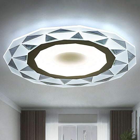 Circular Living Room Flush Light Metallic Modern Style LED Flush Ceiling Light Fixture in Clear Clear White Clearhalo 'Ceiling Lights' 'Close To Ceiling Lights' 'Close to ceiling' 'Flush mount' Lighting' 2218052
