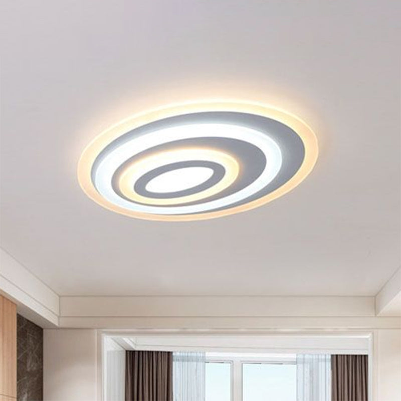 Oval Shaped LED Flush Mount Modern Acrylic Bedroom Flushmount Ceiling Light in White Clearhalo 'Ceiling Lights' 'Close To Ceiling Lights' 'Close to ceiling' 'Flush mount' Lighting' 2218061