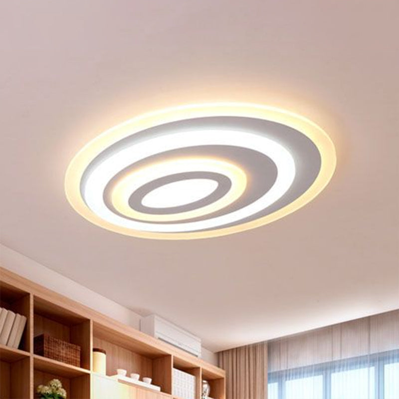 Oval Shaped LED Flush Mount Modern Acrylic Bedroom Flushmount Ceiling Light in White Clearhalo 'Ceiling Lights' 'Close To Ceiling Lights' 'Close to ceiling' 'Flush mount' Lighting' 2218063