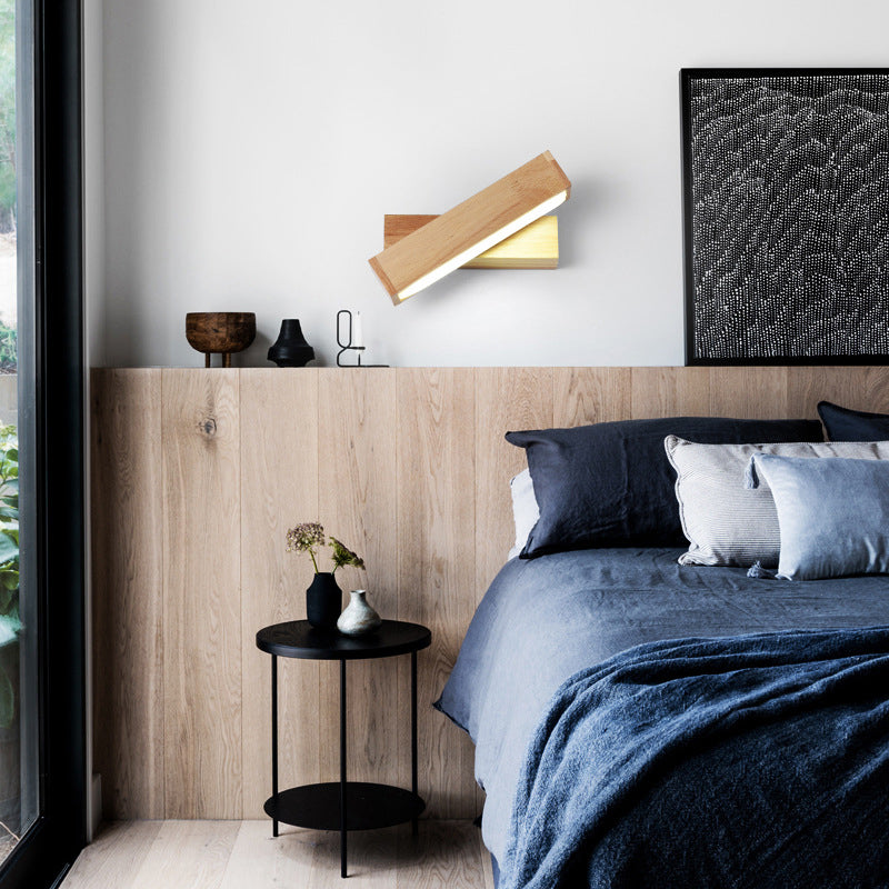 Wood Rectangle Wall Lighting Contemporary Single-Bulb Sconce Light with Acrylic Shade for Corridor Clearhalo 'Modern wall lights' 'Modern' 'Wall Lamps & Sconces' 'Wall Lights' Lighting' 2218115