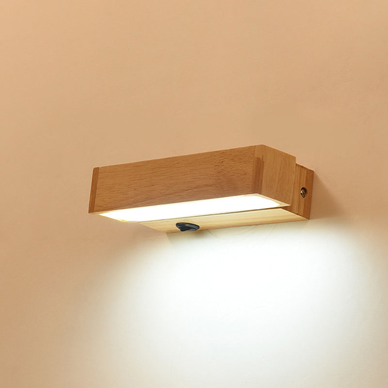 Wood Rectangle Wall Lighting Contemporary Single-Bulb Sconce Light with Acrylic Shade for Corridor Clearhalo 'Modern wall lights' 'Modern' 'Wall Lamps & Sconces' 'Wall Lights' Lighting' 2218119