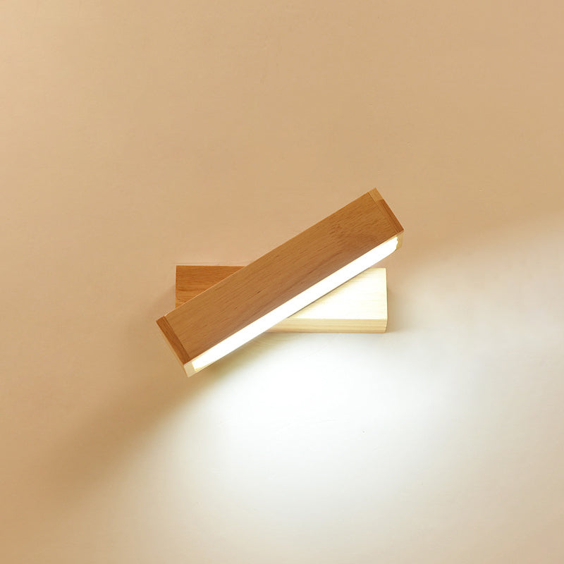 Wood Rectangle Wall Lighting Contemporary Single-Bulb Sconce Light with Acrylic Shade for Corridor Clearhalo 'Modern wall lights' 'Modern' 'Wall Lamps & Sconces' 'Wall Lights' Lighting' 2218120