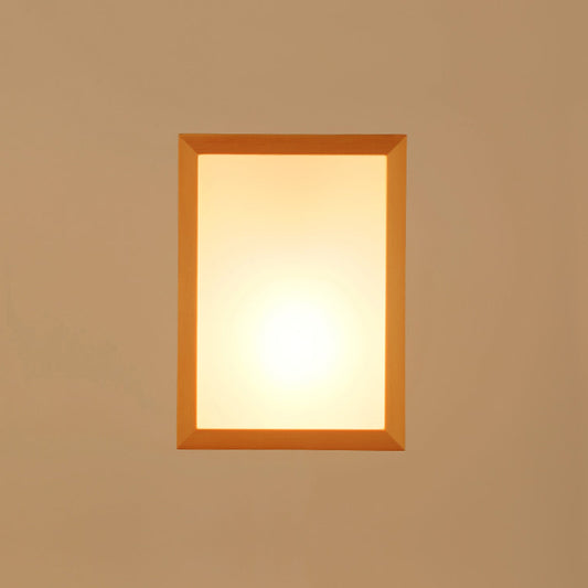 Rectangular Wall Sconce Light Minimalist White Glass 2 Heads Corridor Wall Mount Light with Wooden Frame Clearhalo 'Modern wall lights' 'Modern' 'Wall Lamps & Sconces' 'Wall Lights' Lighting' 2218134