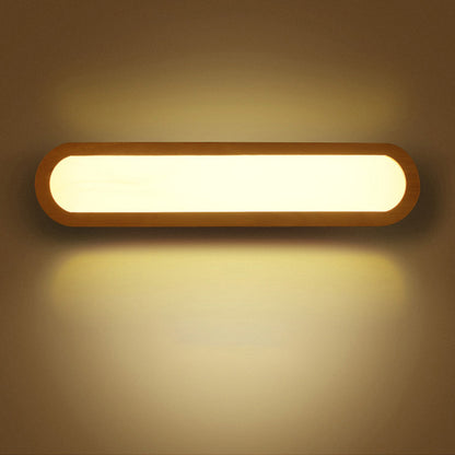 Elongated Oval Bedroom Vanity Light Acrylic Contemporary LED Sconce Light Fixture Wood 17" Clearhalo 'Modern wall lights' 'Modern' 'Wall Lamps & Sconces' 'Wall Lights' Lighting' 2218145