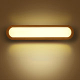 Elongated Oval Bedroom Vanity Light Acrylic Contemporary LED Sconce Light Fixture Wood 17" Clearhalo 'Modern wall lights' 'Modern' 'Wall Lamps & Sconces' 'Wall Lights' Lighting' 2218145