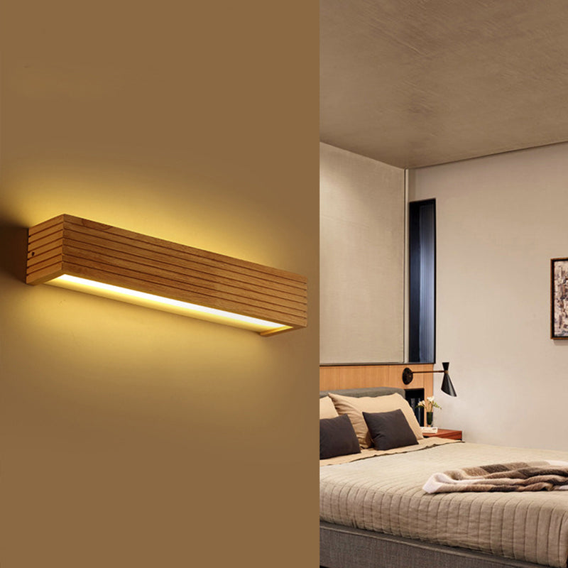 Wood Rectangle Wall Sconce Light Minimalist LED Vanity Light with Acrylic Shade for Bathroom Clearhalo 'Modern wall lights' 'Modern' 'Wall Lamps & Sconces' 'Wall Lights' Lighting' 2218166