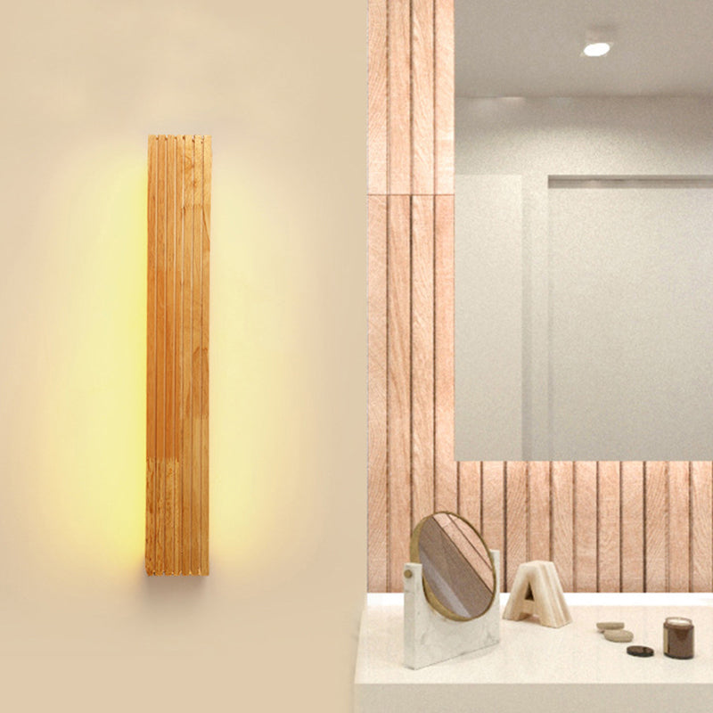 Wood Rectangle Wall Sconce Light Minimalist LED Vanity Light with Acrylic Shade for Bathroom Clearhalo 'Modern wall lights' 'Modern' 'Wall Lamps & Sconces' 'Wall Lights' Lighting' 2218168