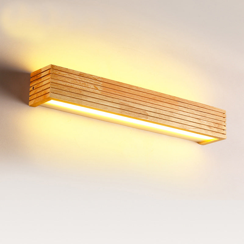 Wood Rectangle Wall Sconce Light Minimalist LED Vanity Light with Acrylic Shade for Bathroom Clearhalo 'Modern wall lights' 'Modern' 'Wall Lamps & Sconces' 'Wall Lights' Lighting' 2218169