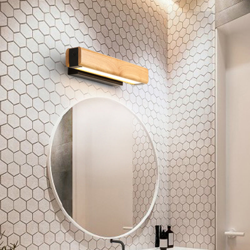 Rectangular Bathroom LED Sconce Lighting Wood Modern Vanity Light Fixture for Bathroom Clearhalo 'Modern wall lights' 'Modern' 'Wall Lamps & Sconces' 'Wall Lights' Lighting' 2218172