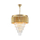 Postmodern Conical Chandelier Light Crystal and Metal 5/8/10 Lights Living Room Ceiling Light in Gold, 16"/19.5"/23.5" Wide Clearhalo 'Ceiling Lights' 'Chandeliers' 'Modern Chandeliers' 'Modern' Lighting' 221818