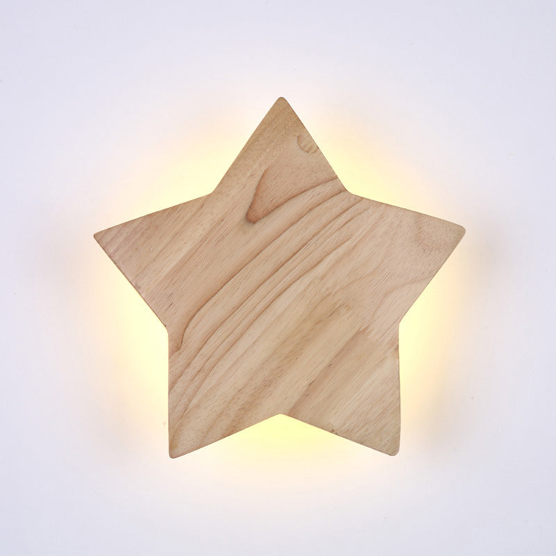 Star Shaped LED Wall Lighting Ideas Contemporary Wood Living Room Sconce Light Fixture Clearhalo 'Modern wall lights' 'Modern' 'Wall Lamps & Sconces' 'Wall Lights' Lighting' 2218186