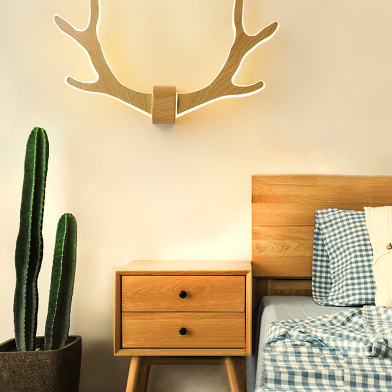 Wooden Antler Wall Sconce Lamp Nordic Style LED Wall Lighting Fixture for Corridor Wood Clearhalo 'Modern wall lights' 'Modern' 'Wall Lamps & Sconces' 'Wall Lights' Lighting' 2218190