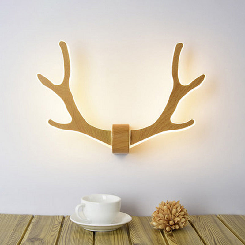 Wooden Antler Wall Sconce Lamp Nordic Style LED Wall Lighting Fixture for Corridor Clearhalo 'Modern wall lights' 'Modern' 'Wall Lamps & Sconces' 'Wall Lights' Lighting' 2218191