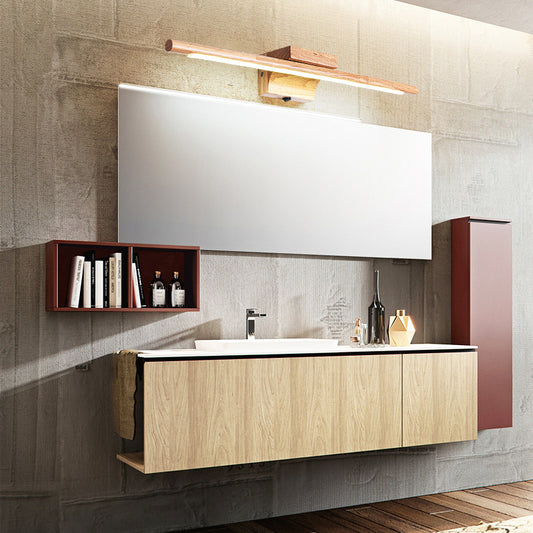 Stick Shaped Bathroom LED Vanity Sconce Wood Nordic Wall Lighting Fixture in Beige Clearhalo 'Modern wall lights' 'Modern' 'Vanity Lights' 'Wall Lights' Lighting' 2218194