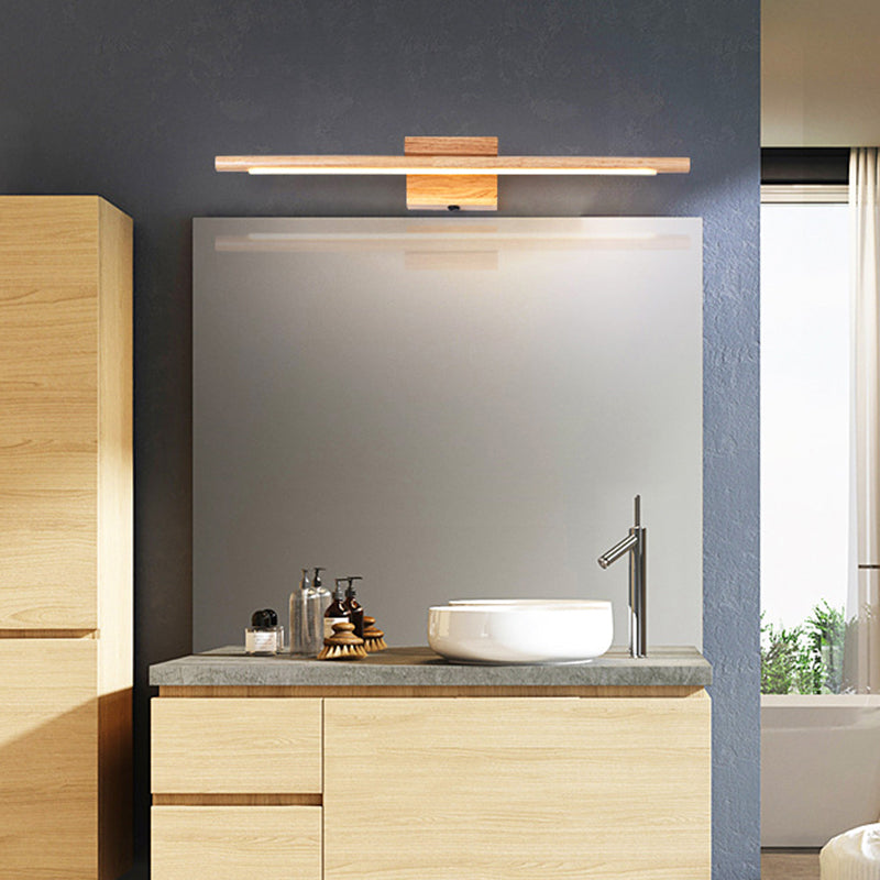 Stick Shaped Bathroom LED Vanity Sconce Wood Nordic Wall Lighting Fixture in Beige Clearhalo 'Modern wall lights' 'Modern' 'Vanity Lights' 'Wall Lights' Lighting' 2218197