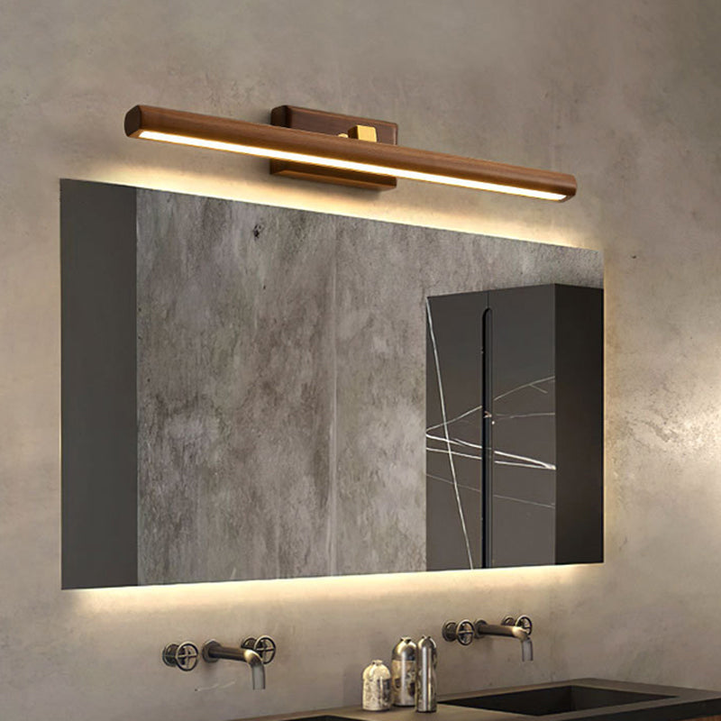 Nordic Style Linear Wall Sconce Light Acrylic Bathroom LED Vanity Lighting in Dark Wood Clearhalo 'Modern wall lights' 'Modern' 'Vanity Lights' 'Wall Lights' Lighting' 2218200