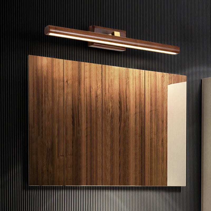 Nordic Style Linear Wall Sconce Light Acrylic Bathroom LED Vanity Lighting in Dark Wood Clearhalo 'Modern wall lights' 'Modern' 'Vanity Lights' 'Wall Lights' Lighting' 2218202