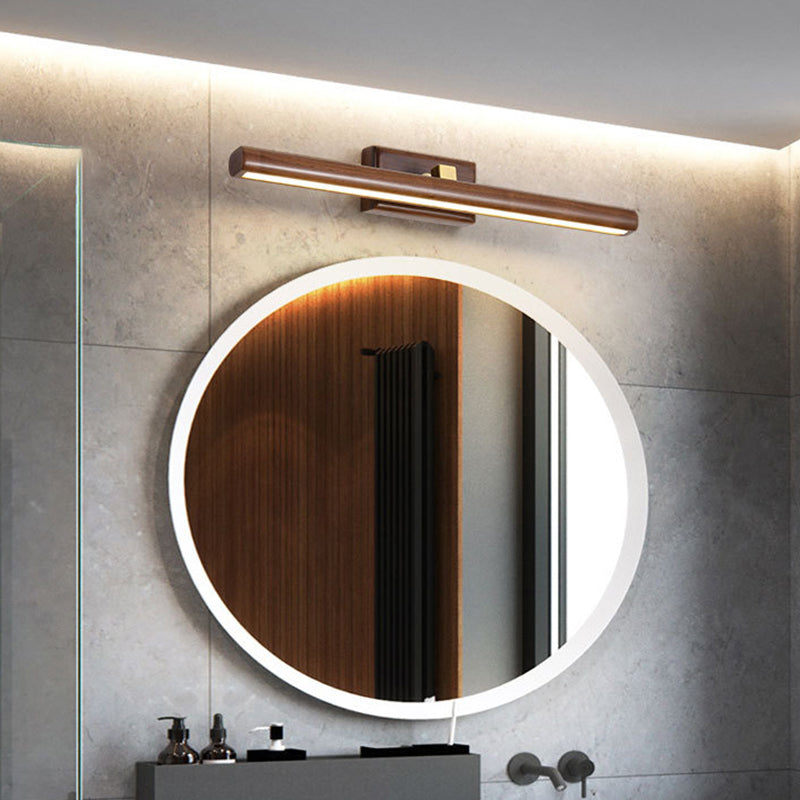 Nordic Style Linear Wall Sconce Light Acrylic Bathroom LED Vanity Lighting in Dark Wood Clearhalo 'Modern wall lights' 'Modern' 'Vanity Lights' 'Wall Lights' Lighting' 2218204