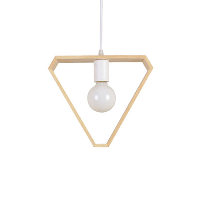 Contemporary Geometric Frame Pendant Light Wood Single-Bulb Suspension Light Fixture Wood Triangle Clearhalo 'Ceiling Lights' 'Modern Pendants' 'Modern' 'Pendant Lights' 'Pendants' Lighting' 2218215