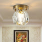 Globe Flush Mount Light Contemporary Faceted Crystal Shade 1 Light Brass Ceiling Fixture for Corridor Clearhalo 'Ceiling Lights' 'Close To Ceiling Lights' 'Close to ceiling' 'Semi-flushmount' Lighting' 221964