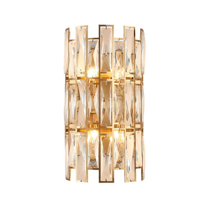 Clear Crystal Block Wall Sconce Modernist Style 4 Lights Gold Finish Wall Mount Light for Corridor, 11"/17" Wide - Clearhalo - 'Modern wall lights' - 'Modern' - 'Wall Lamps & Sconces' - 'Wall Lights' - Lighting' - 222038