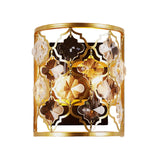 Half-Cylinder Wall Lighting Vintage Stylish Metallic 2 Lights Brass Wall Mounted Lamp with Clear Crystal Accent