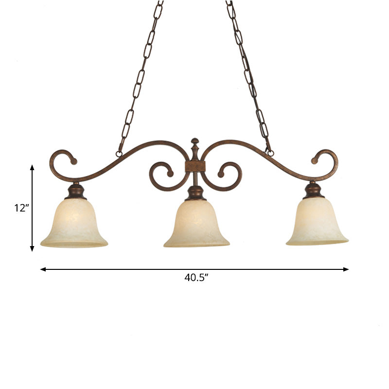 Bell Shape White Glass Island Lighting Classic 3 Lights Dining Room Hanging Pendant Light Clearhalo 'Ceiling Lights' 'Glass shade' 'Glass' 'Island Lights' Lighting' 222192