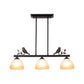 Barrel Shape Dining Room Island Light Traditional White Glass 3 Lights Black Pendant Lighting with Birds Clearhalo 'Ceiling Lights' 'Glass shade' 'Glass' 'Island Lights' Lighting' 222205