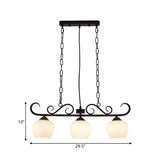 Black Flower Shape Island Lighting Fixture Traditional Milky Glass 3 Bulbs Dining Room Hanging Light Clearhalo 'Ceiling Lights' 'Glass shade' 'Glass' 'Island Lights' Lighting' 222257