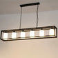 Black/Brass 5/6 Lights Island Light Fixture Traditional Opal Glass Rectangular Pendant Lighting 6 Black Clearhalo 'Ceiling Lights' 'Close To Ceiling Lights' 'Glass shade' 'Glass' 'Island Lights' Lighting' 222299