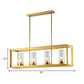 Classic Rectangle Hanging Pendant Light 3/4/5 Lights Clear Glass Island Lighting in Gold for Dining Room Clearhalo 'Ceiling Lights' 'Glass shade' 'Glass' 'Island Lights' Lighting' 222339